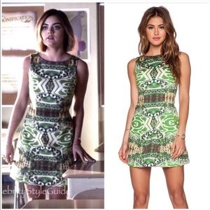 Alice+Olivia Green Carrie Boatneck Printed Dress